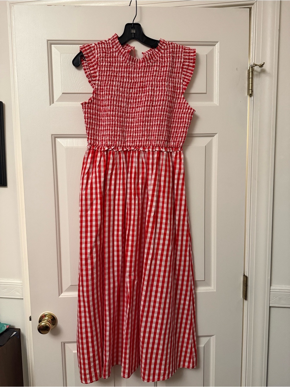 Red Gingham Smocked Dress